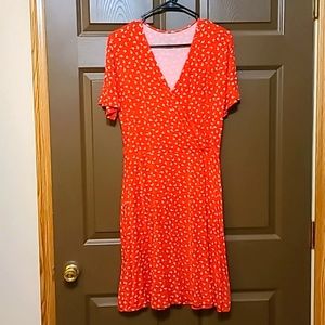 Red faux wrap dress